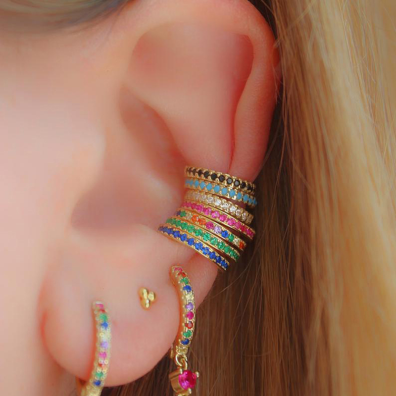Ear Cuff No Piercing - Серьги-каффы с микро-паве из фианитов, камни