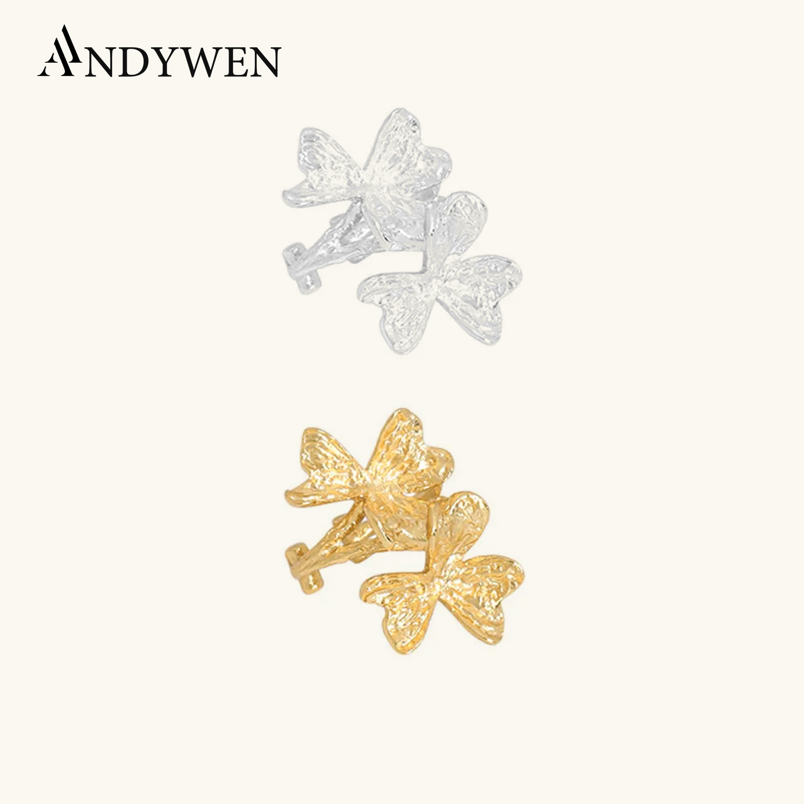 Ear Cuff No Piercing - ANDYWEN 925 пробы серебряные Простые цветочные