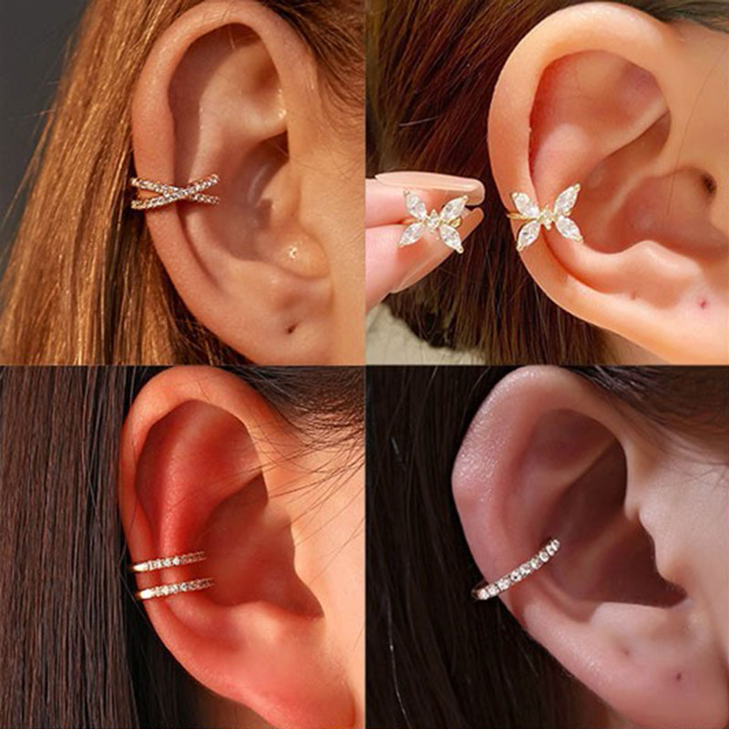Ear Cuff No Piercing - Корейские хрустальные серьги-клипсы для женщин, украшения-манжеты