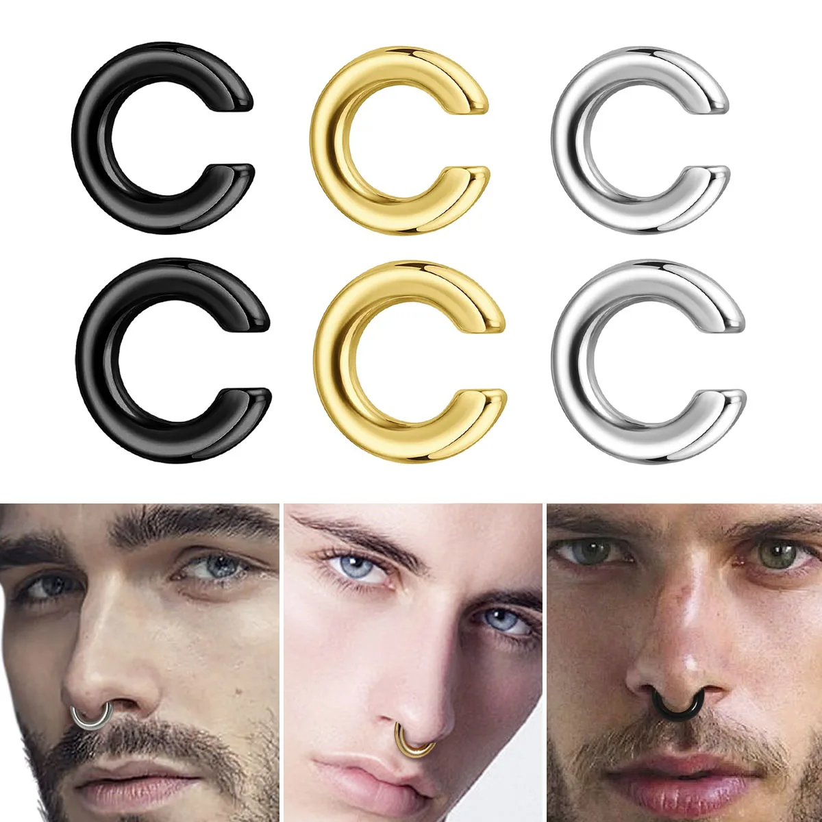 Ear Cuff No Piercing - 1 шт. Имитация пирсинга: C-образное кольцо
