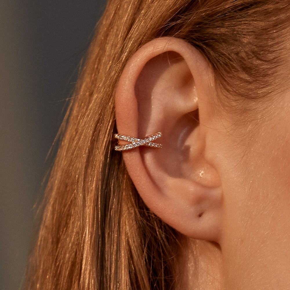 Корейские хрустальные серьги-к – обзор и цена Ear Cuff No Piercing