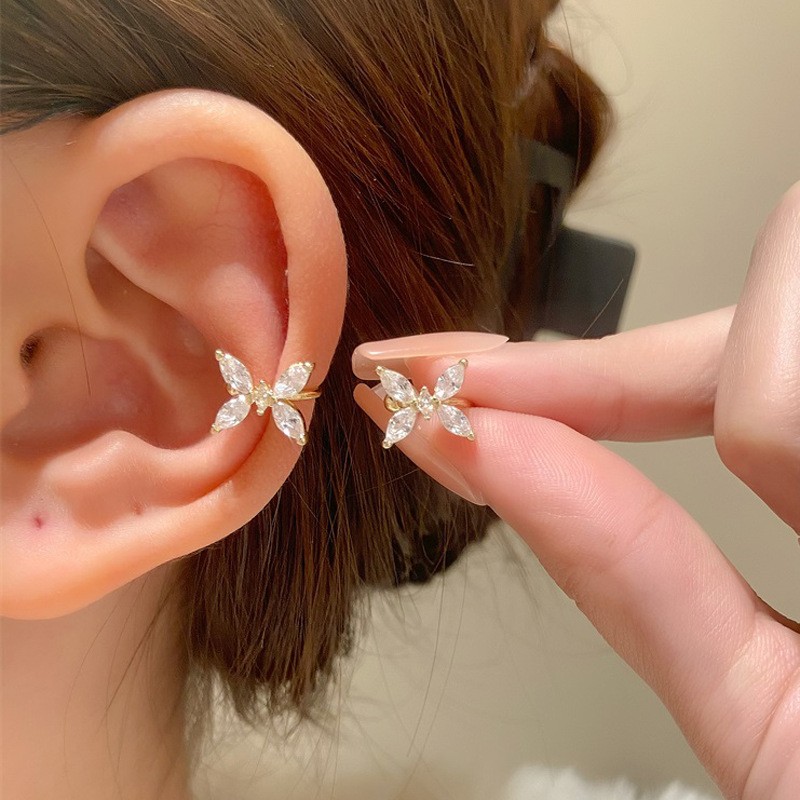 Корейские хрустальные серьги-к – обзор и цена Ear Cuff No Piercing
